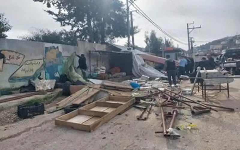 إزالة اعتداءات على شارع في جرش