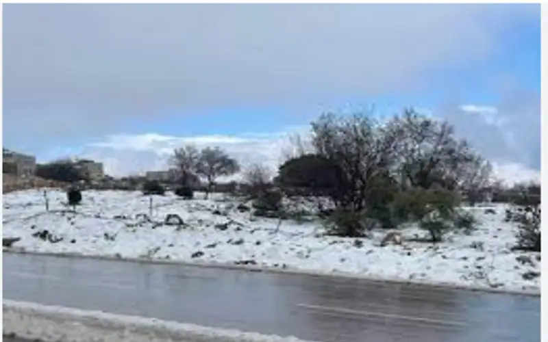تساقط للثلوج في منطقة عبين بعجلون