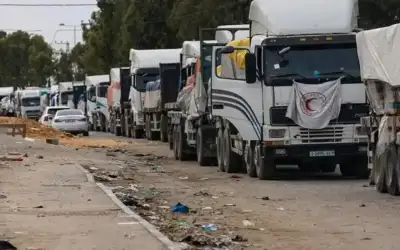 115 شاحنة مساعدات تدخل غزة