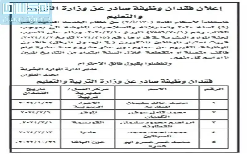 لمن يعرفهم .. هؤلاء فقدوا وظائفهم