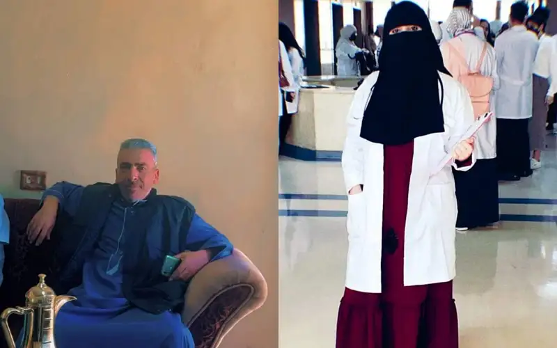 منذر النوافعة موصيا ابنته الطبيبة إيمان