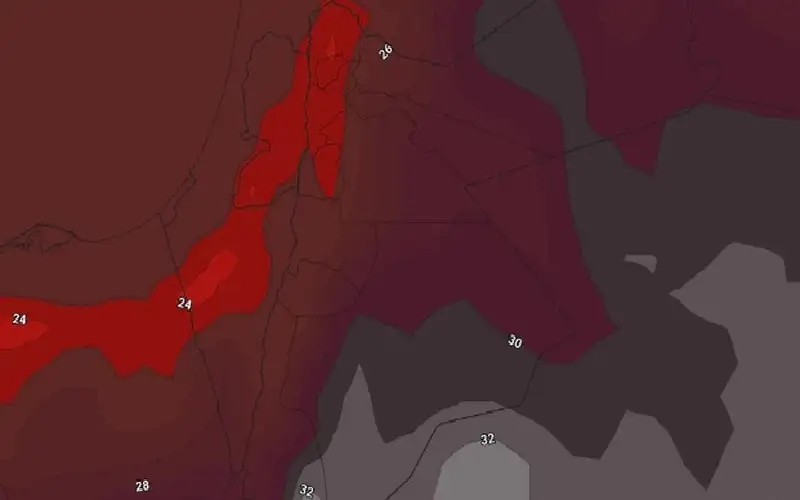 درجات الحرارة الى الارتفاع