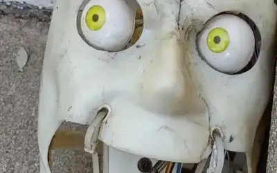 يعثر على رأس روبوت مخيف على