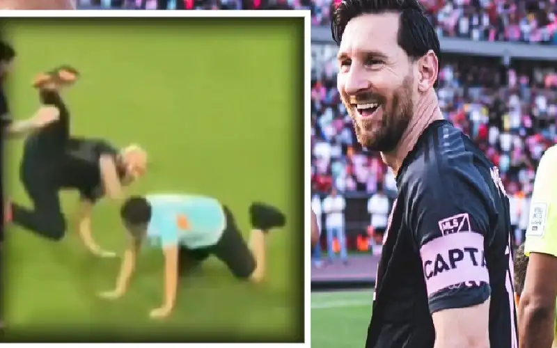 سقوط حارس ميسي الشخصي أثناء تصديه