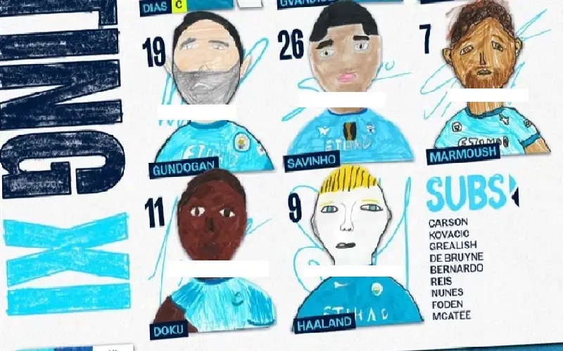 رسومات أطفال في تشكيلة مانشستر سيتي..