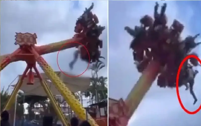 سقوط مروع لطفل من أرجوحة بعد