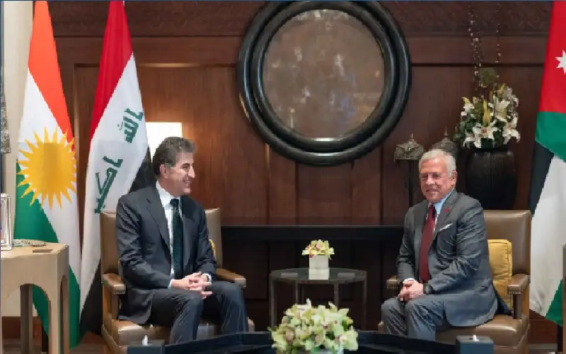 الملك خلال لقائه بارزاني يؤكد ضرورة
