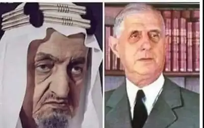 الملك فيصل العربي السعودي والرئيس الفرنسي