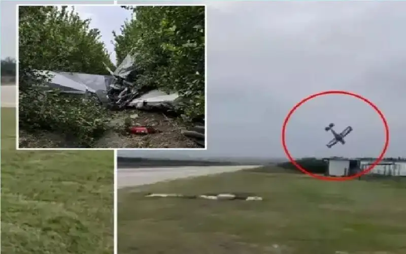 بداخلها العروس.. سقوط مروع لطائرة خلال