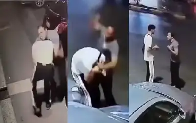 تعدي ضابط شرطة مصري على عامل