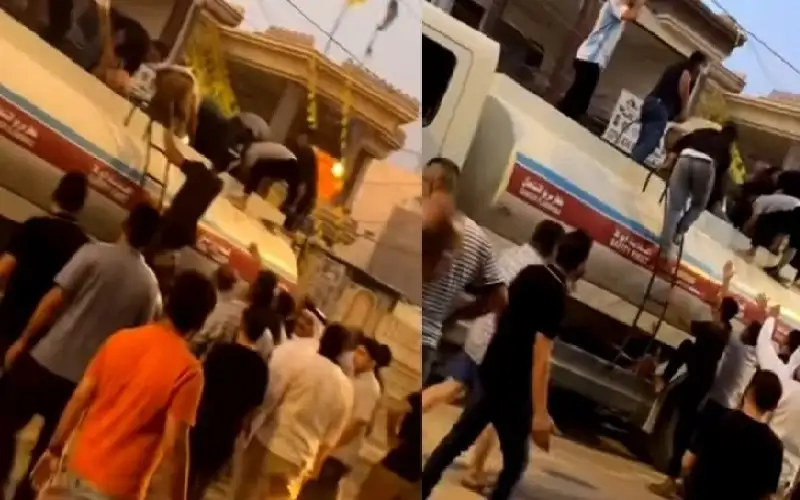 داخل صهريج نفط.. محاولة إنقاذ طفل