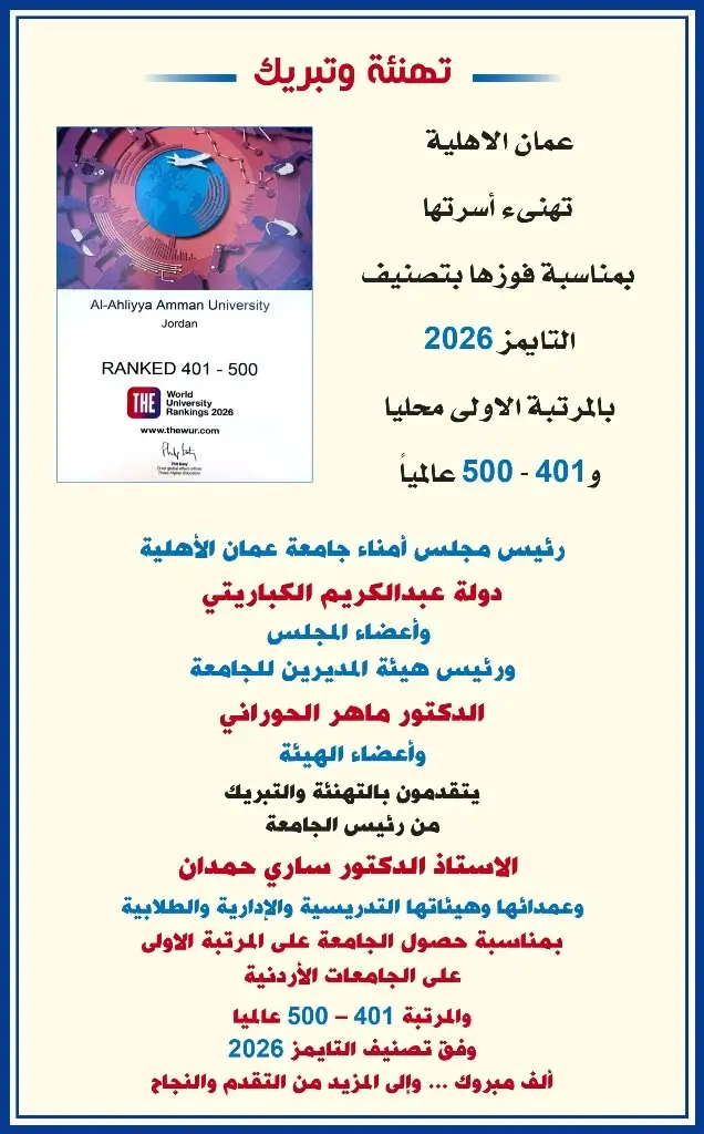 عمان الاهلية تهنىء أسرتها بمناسبة فوزها