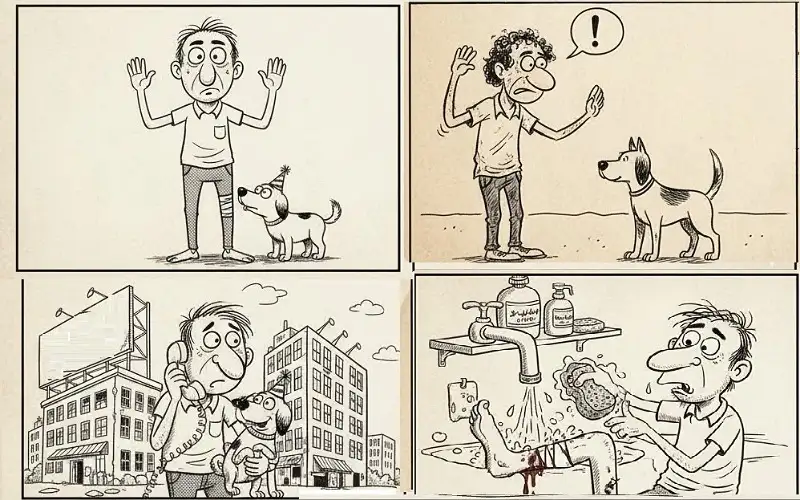 بعد عضة الكلب الضال .. اغتسل