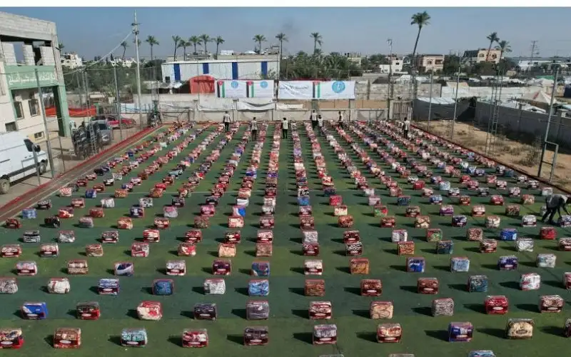 الحملة الأردنية توزع 600 بطانية شتوية