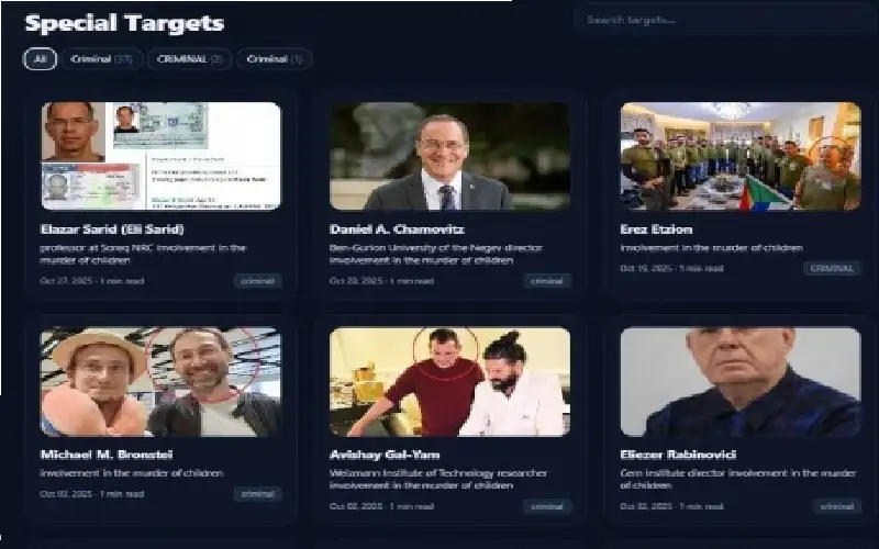 موقع مجهول ينشر قائمة اغتيالات تستهدف