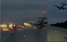 منوعات ـ طائرة تهبط اضطراريا وتصطدم بسيارة على