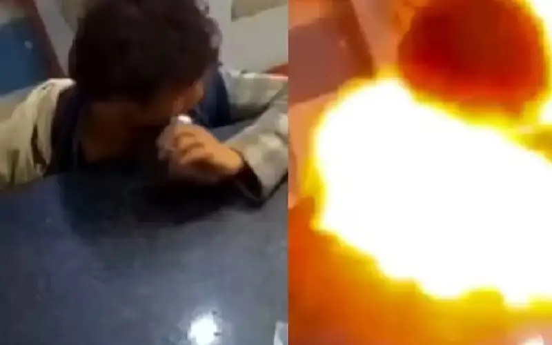 مراهق يقضم بطارية هاتف فتنفجر داخل