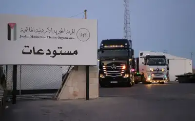 صحيفة نيسان ـ الخيرية الهاشمية: وصول القافلة الإغاثية الأردنية