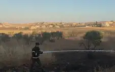 الدفاع المدني يخمد حريق أعشاب على