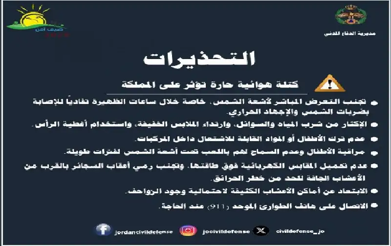 الأمن يحذر من الكتلة الحارة ويدعو