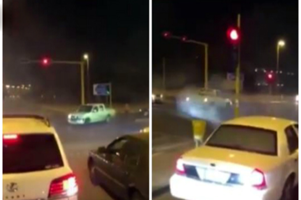 فيديو: سائق يفحط وسط إشارة مرور