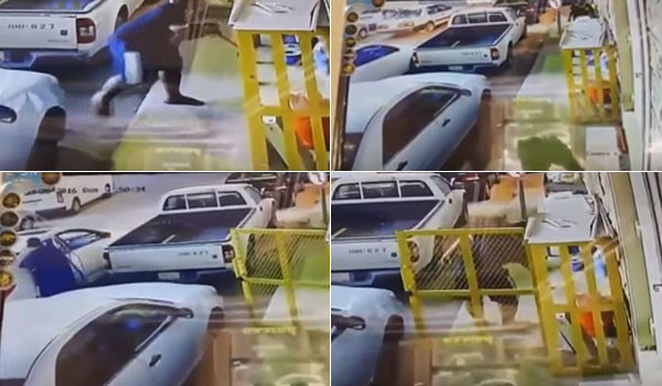 فيديو.. شاب يسرق اسطوانات غاز من