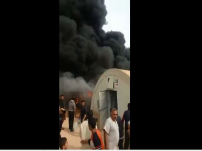 حريق هائل يلتهم عشرات الخيم لنازحين
