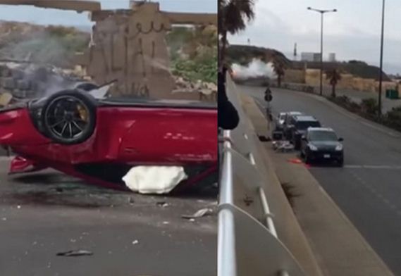 فيديو .. سيارة بورش تتحطم نتيجة