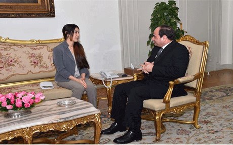الرئيس المصري يلتقي الفتاة الكوردية الازيدية