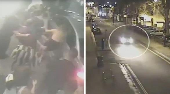 بالفيديو: سيارة تدهس 7 أشخاص دفعة