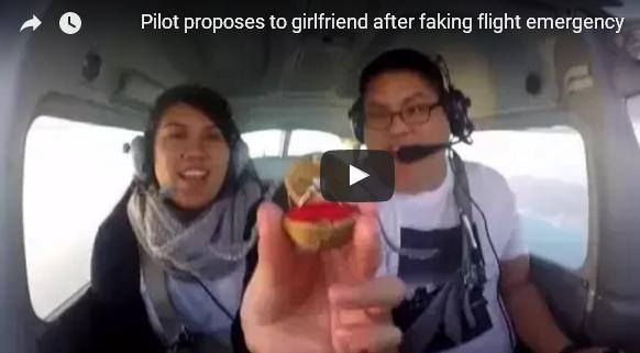 بالفيديو: طيار يتقدم لحبيبته بعرض زواج