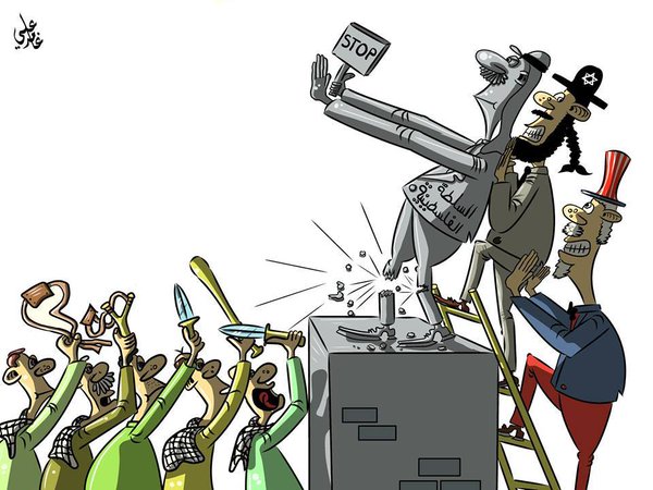 كاريكاتير السلطة ومواجهة الانتفاضة رسم :