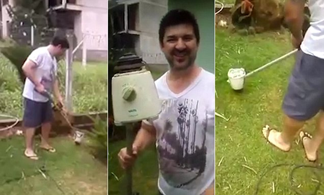 فيديو: برازيلي يستخدم خلاط الفواكه لجز