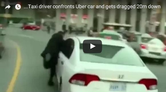 بالفيديو: سيارة أجرة تسحب رجلا مسافة