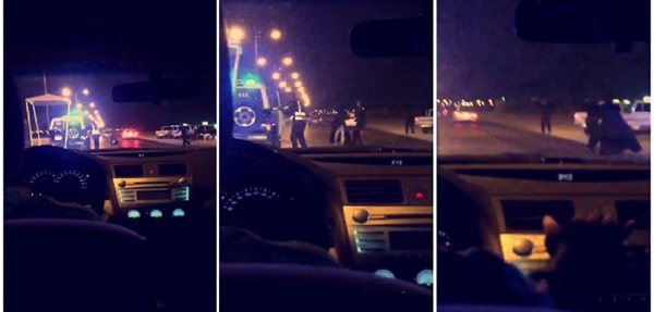 شاهد- فتاة ترمي نفسها من سيارة