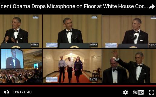 بالفيديو: أوباما يرمي الميكروفون في (العشاء