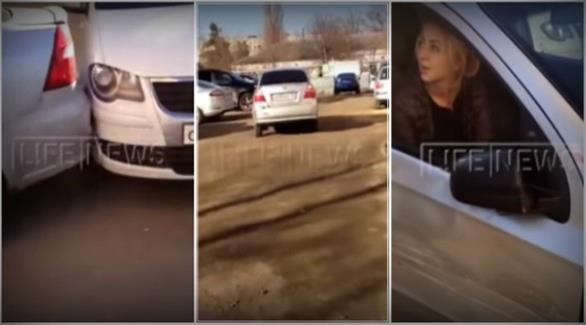 بالفيديو: امرأة روسية تصدم 17 سيارة