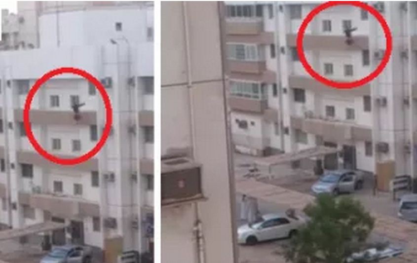 فيديو: امرأة تلقي بنفسها من شقة