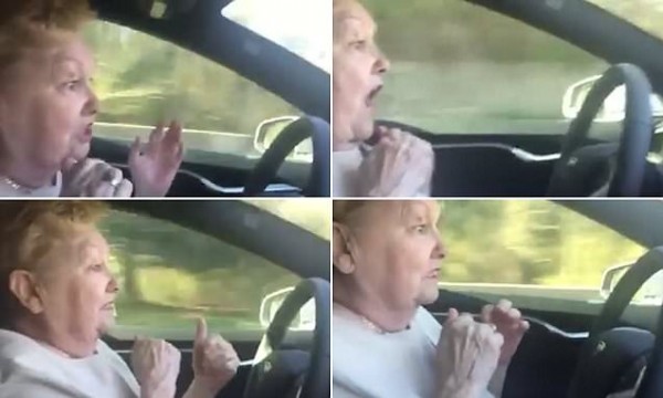 فيديو: عجوز تركب سيارة ذاتية القيادة